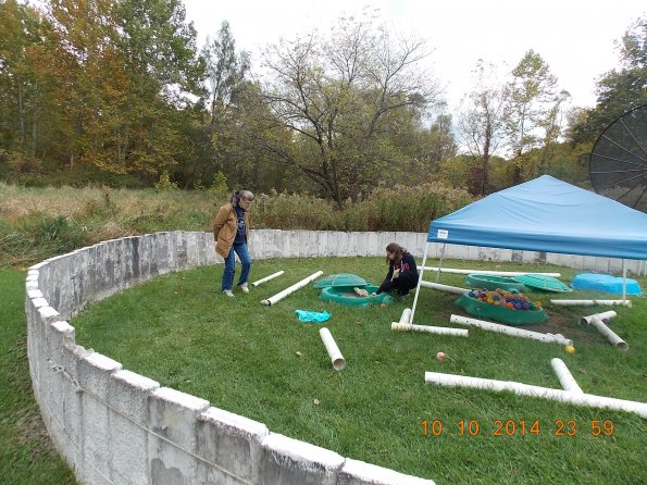 Kathy and friend in the play yard